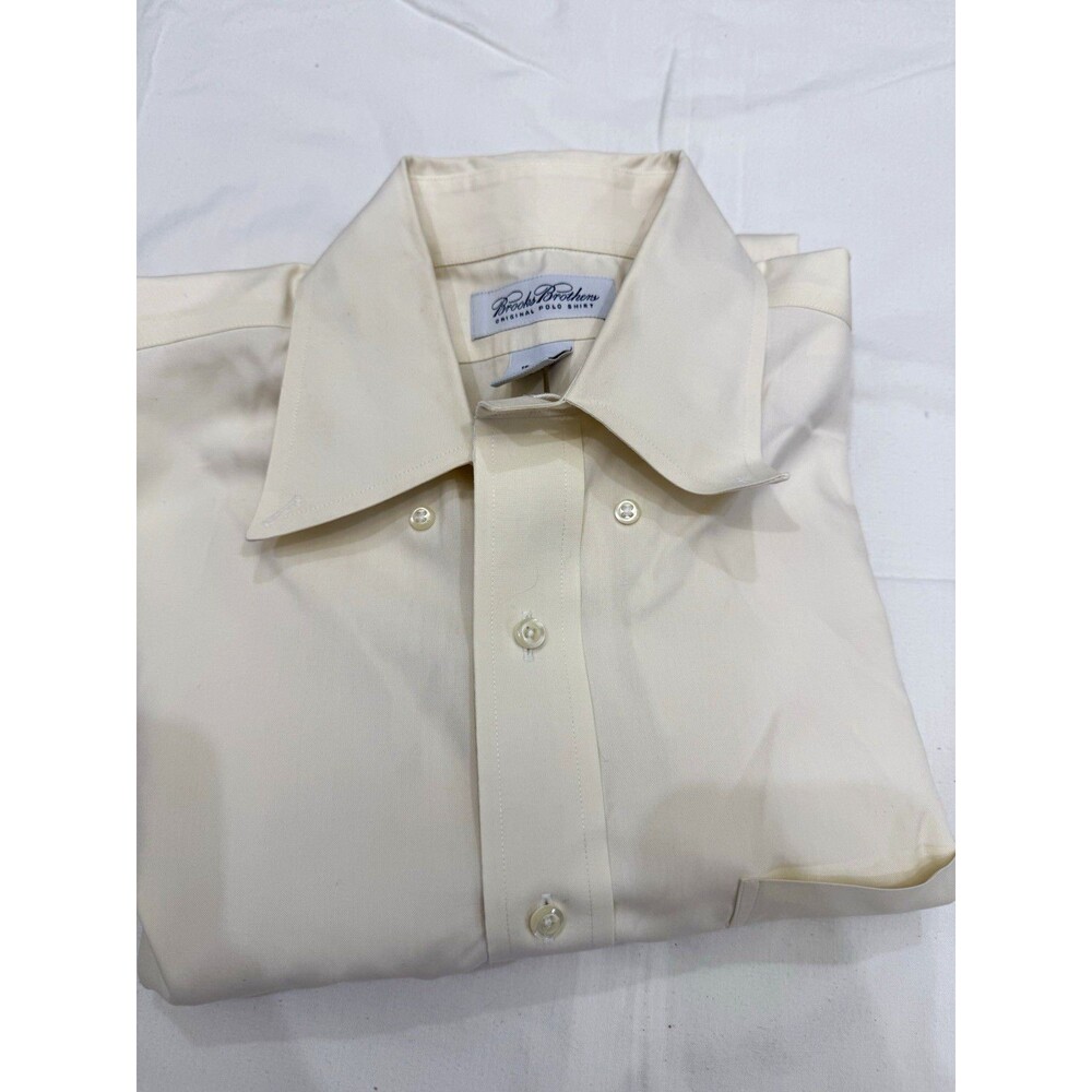 Brooks Brothers Original Polo Men’s Cream Solid Cotton Non-Iron 15 32/33